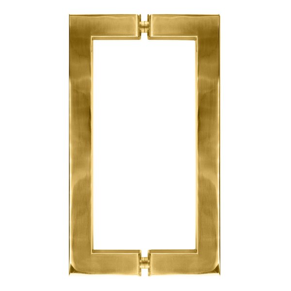 Cr Laurence Unlacquered Brass 8-in x 8-in SQ Series Square Tubing Back-to-Back Pull Handles SQ8X8ULBR